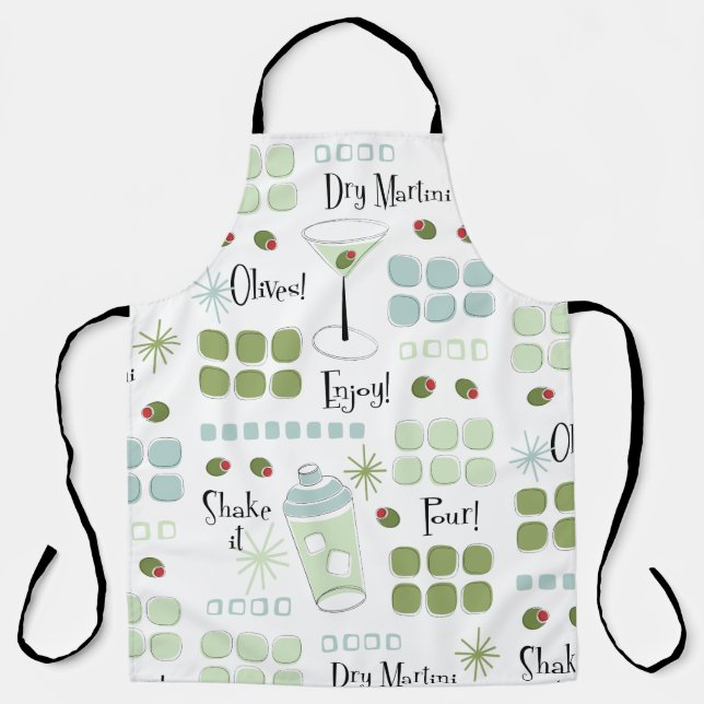 Retro-Cocktail Stil der Eames des Mitteljahrhunder Schürze (Vorderseite)