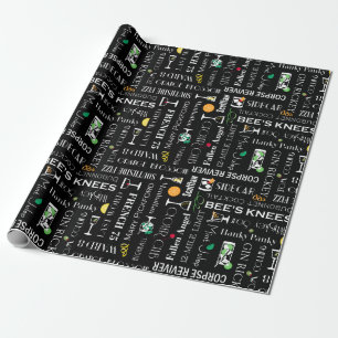 Retro-Cocktailnamen-Muster Geschenkpapier