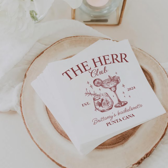 Retro Cocktails Roter Junggeselinnen-Abschied Serviette (Von Creator hochgeladen)