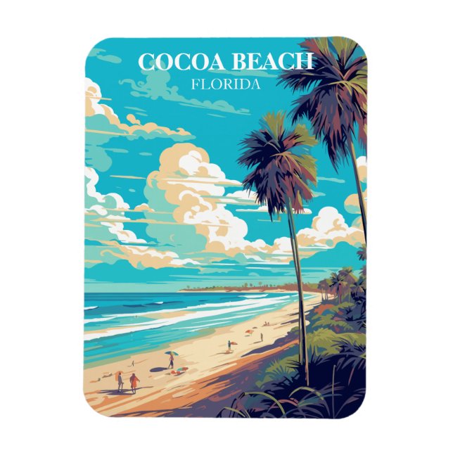 Retro Cocoa Beach Florida Reisemagnet Magnet (Vertikal)