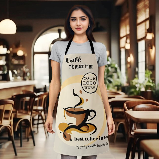 Retro Coffee Barista Schürze (Apron with a simple design with retro coffee cup - with logo template - café - barista - coffee shop)