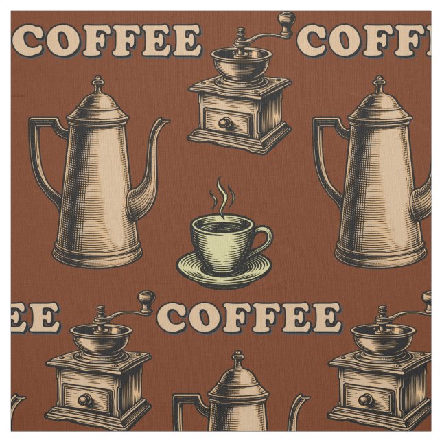 Retro Coffee Cafe Pattern Stoff (Muster)