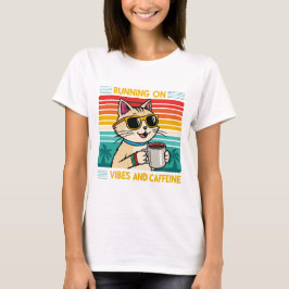 Retro Coffee Cat Vibes - Coffeine Lover Women's T-Shirt
