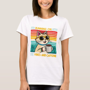 Retro Coffee Cat Vibes - Coffeine Lover Women's T-Shirt