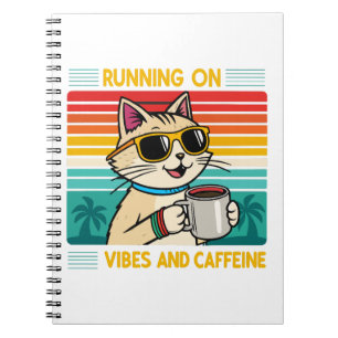 Retro Coffee Cat Vibes - Funny Caffeine Lover Notizblock