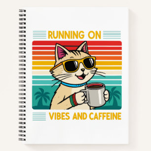 Retro Coffee Cat Vibes - Funny Caffeine Lover Notizbuch