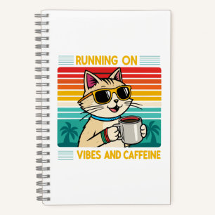 Retro Coffee Cat Vibes - Funny Caffeine Lover Notizbuch