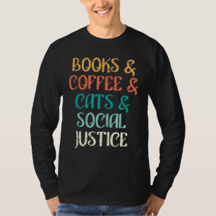 Retro Coffee Cats Katzenbesitzer Bücher T-Shirt