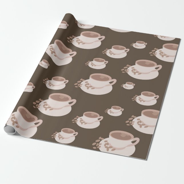 Retro Coffee Cup Saucer Hot Chocolate Geschenk Geschenkpapier (Ungerollt)