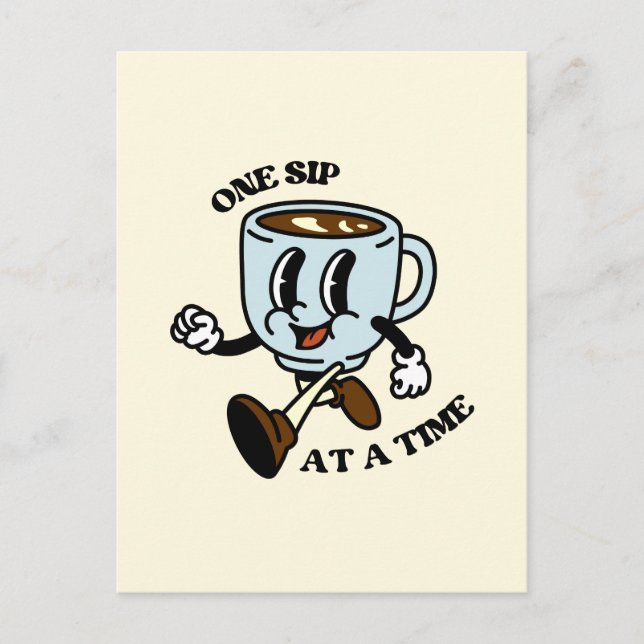 Retro Coffee Cup Slogan Postkarte (Vorderseite)