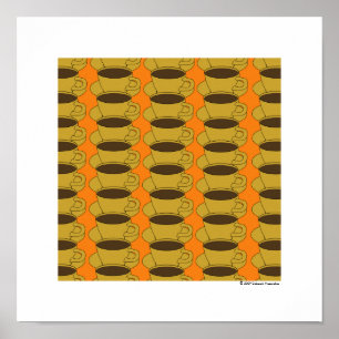 Retro Coffee Cups Pop Art Poster