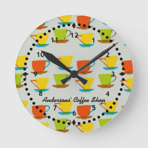 Retro Coffee Cups Wall Clock Runde Wanduhr