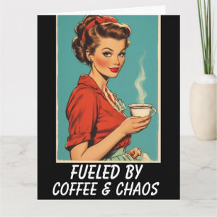 RETRO-COFFEE-HAUSFRAU LEERE FREUND-Grußkarte Karte