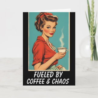 RETRO COFFEE HOUSEWIFE BLANK Greeting Card Karte
