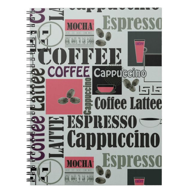 retro coffee kitchen pattern for espresso latte  notizblock (Vorderseite)