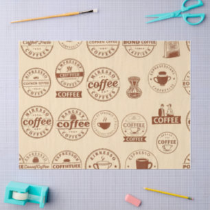 Retro Coffee Labels & Briefmarke Tissue Paper Seidenpapier