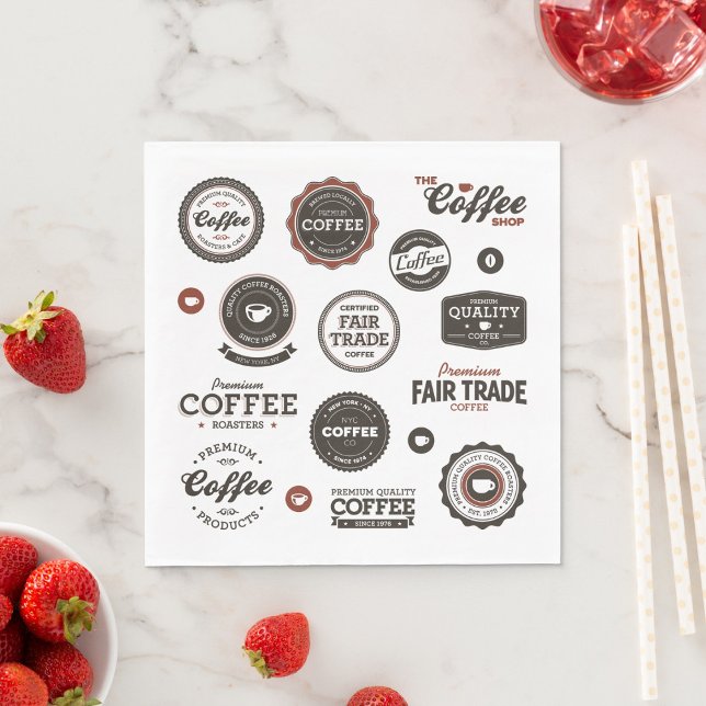 Retro Coffee Labels Napkins Serviette (Von Creator hochgeladen)