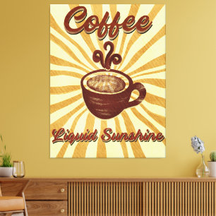 Retro Coffee Liquid Sunshine-Vintager Kaffee Leinwanddruck