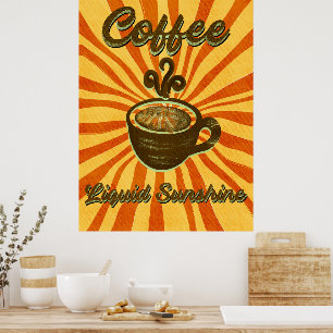 Retro Coffee Liquid Sunshine-Vintager Kaffee Poster