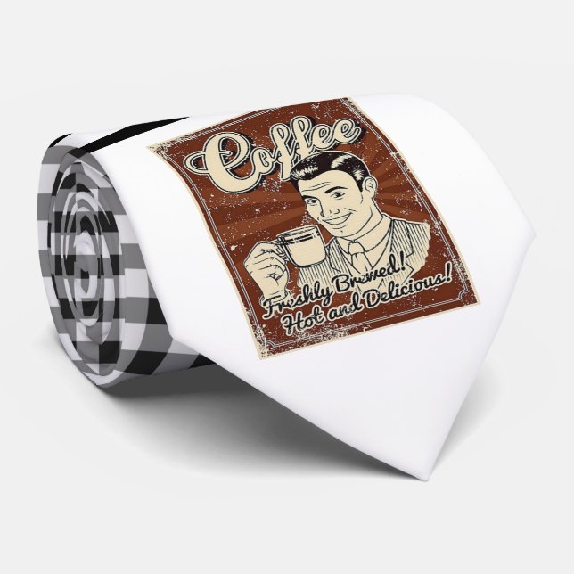 Retro Coffee Necktie Krawatte (Gerollt)