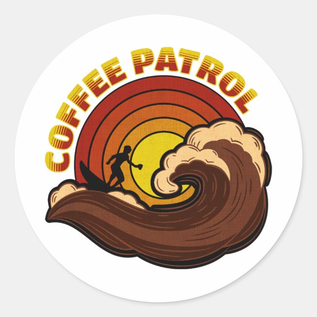 Retro Coffee Patrol Runder Aufkleber (Vorderseite)