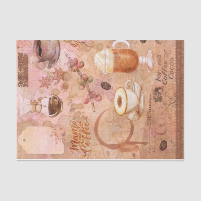 Retro Coffee Shabby Chic Decoupage Seidenpapier (Vorderseite)