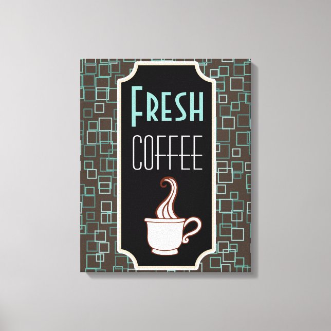Retro Coffee Shop - Kunst-Zeichen Leinwanddruck (Vorderseite)
