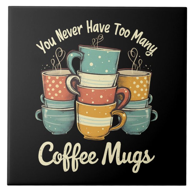 Retro Coffee Tasse Stack Vintages Design Fliese (Vorderseite)