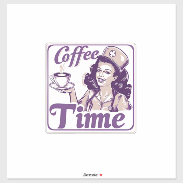 Retro Coffee Time Ad Aufkleber (Blatt)