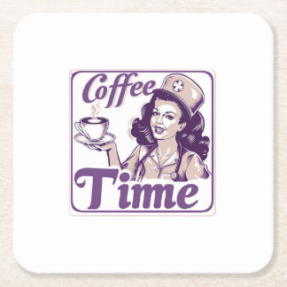 Retro Coffee Time Ad Rechteckiger Pappuntersetzer