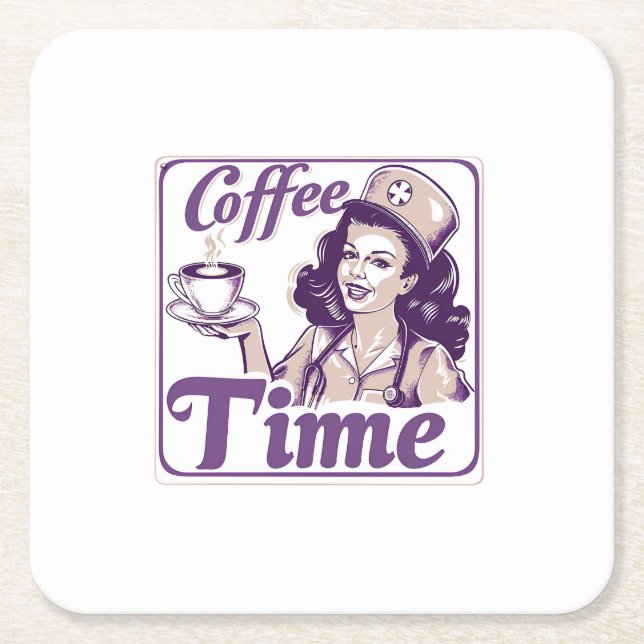 Retro Coffee Time Ad Rechteckiger Pappuntersetzer (Vorderseite)