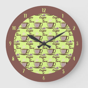 Retro Coffee Time Coffee Cup Mug Kitchen Große Wanduhr