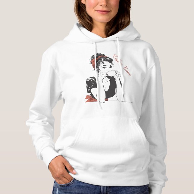 Retro Coffee time Pinup drinking coffee design  Hoodie (Vorderseite)