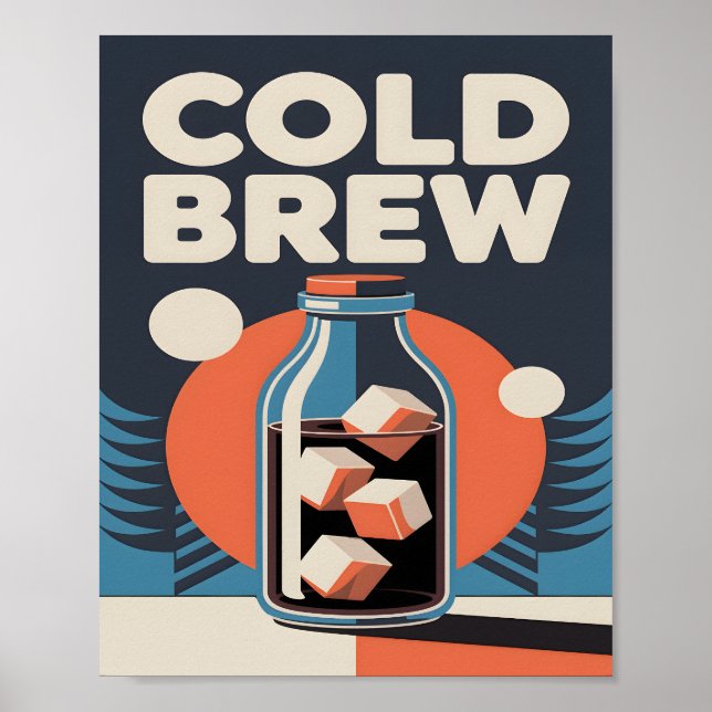 Retro Cold Brew Kaffee Mid Century Modern Küche Poster (Vorne)