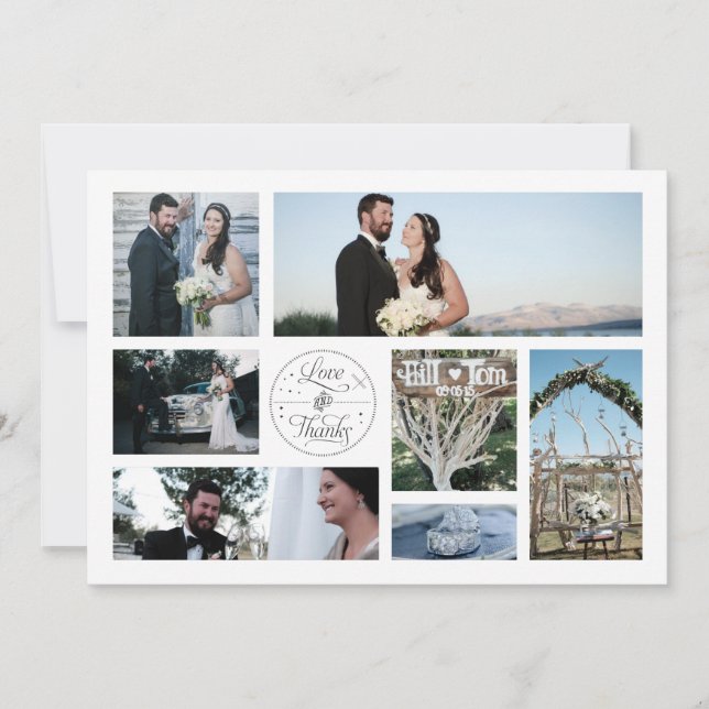 Retro Collagen-Hochzeits-Foto danken Ihnen Karten (Vorderseite)