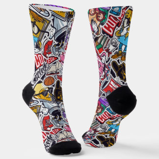 Retro-College-Aufkleber-Bomben-Muster-Socken Socken