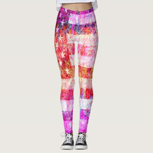 Retro Color American Flag #14 Leggings