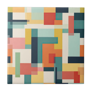 Retro Color Blocks Mid Century Modern Geometric Fliese