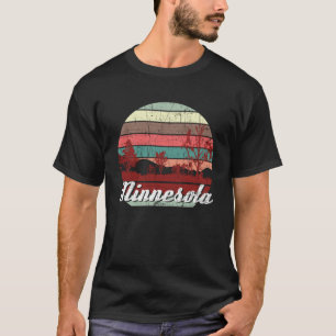 Retro Color Distressed Minnesota Travel Camping T-Shirt