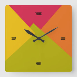 Retro Color Modern Geometric Muster #2 Quadratische Wanduhr