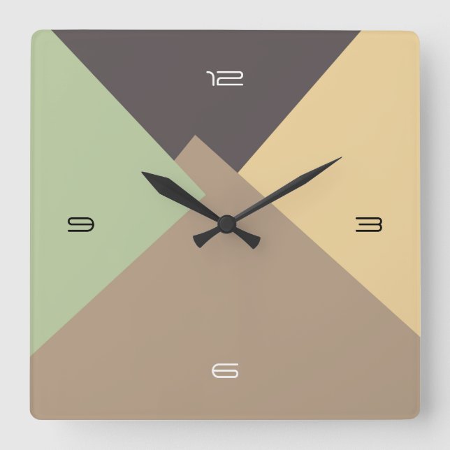 Retro Color Modern Geometric Pattern #10 Quadratische Wanduhr (Vorderseite)