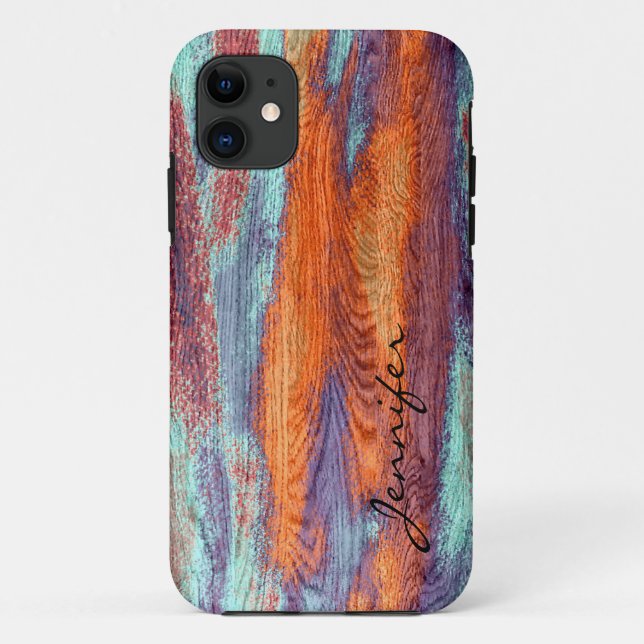 Retro Color Wood Grain Textur Case-Mate iPhone Hülle (Rückseite)