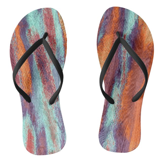 Retro Color Wood Grain Textur Flip Flops (Fußbett)