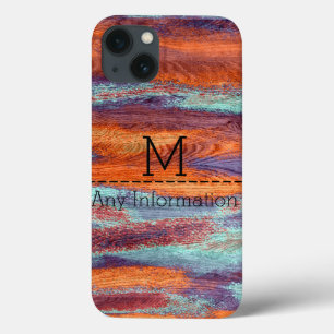 Retro Color Wood Grain Texture Monogram #2 Case-Mate iPhone Hülle