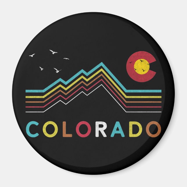 Retro Colorado Flag Rocky Mountain Souvenir Magnet (Vorne)