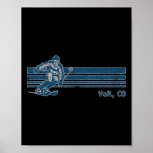 Retro Colorado Vintage Vail Skifahren Tee  Poster