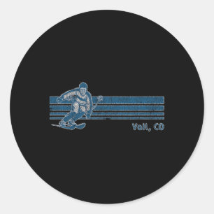 Retro Colorado Vintage Vail Skis T-Shirt Runder Aufkleber