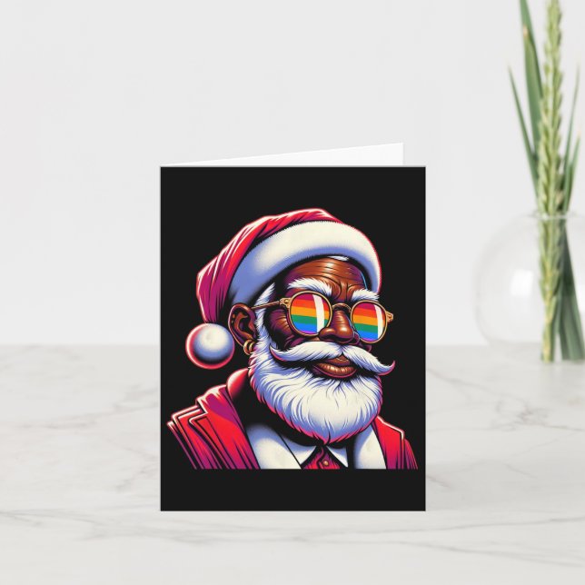 Retro Colored Gay Santa Face Rainbow Sungles Chris Karte (Vorderseite)