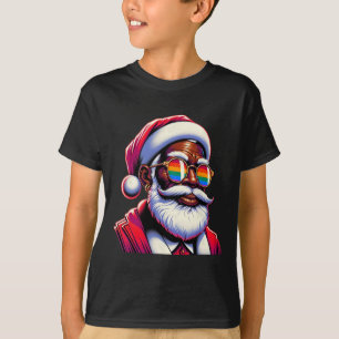 Retro Colored Gay Santa Face Rainbow Sungles Chris T-Shirt