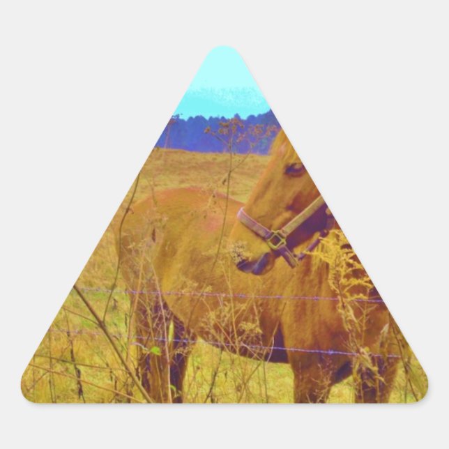 Retro Colored Horse Dreieckiger Aufkleber (Vorderseite)